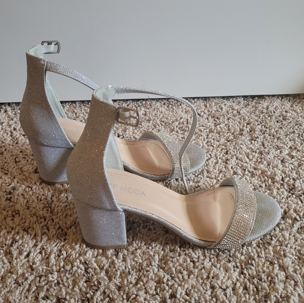 Top Moda Silver rhinestone heels